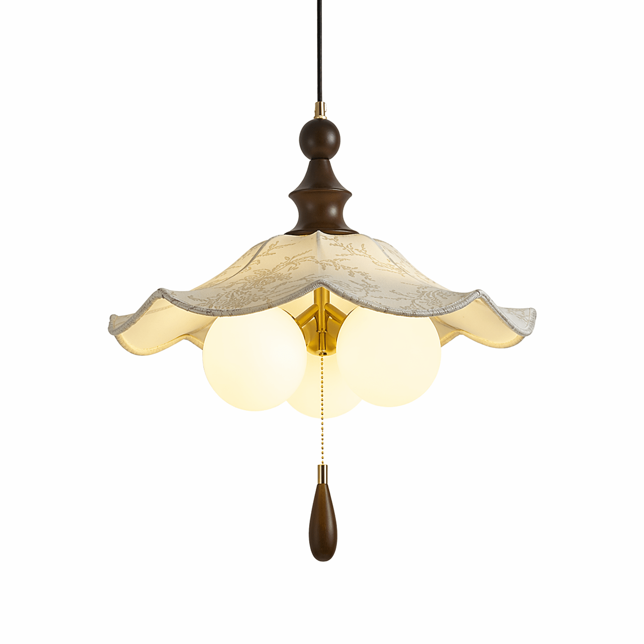 Vintage Scalloped Floral Pendant Light-Neutral Decor