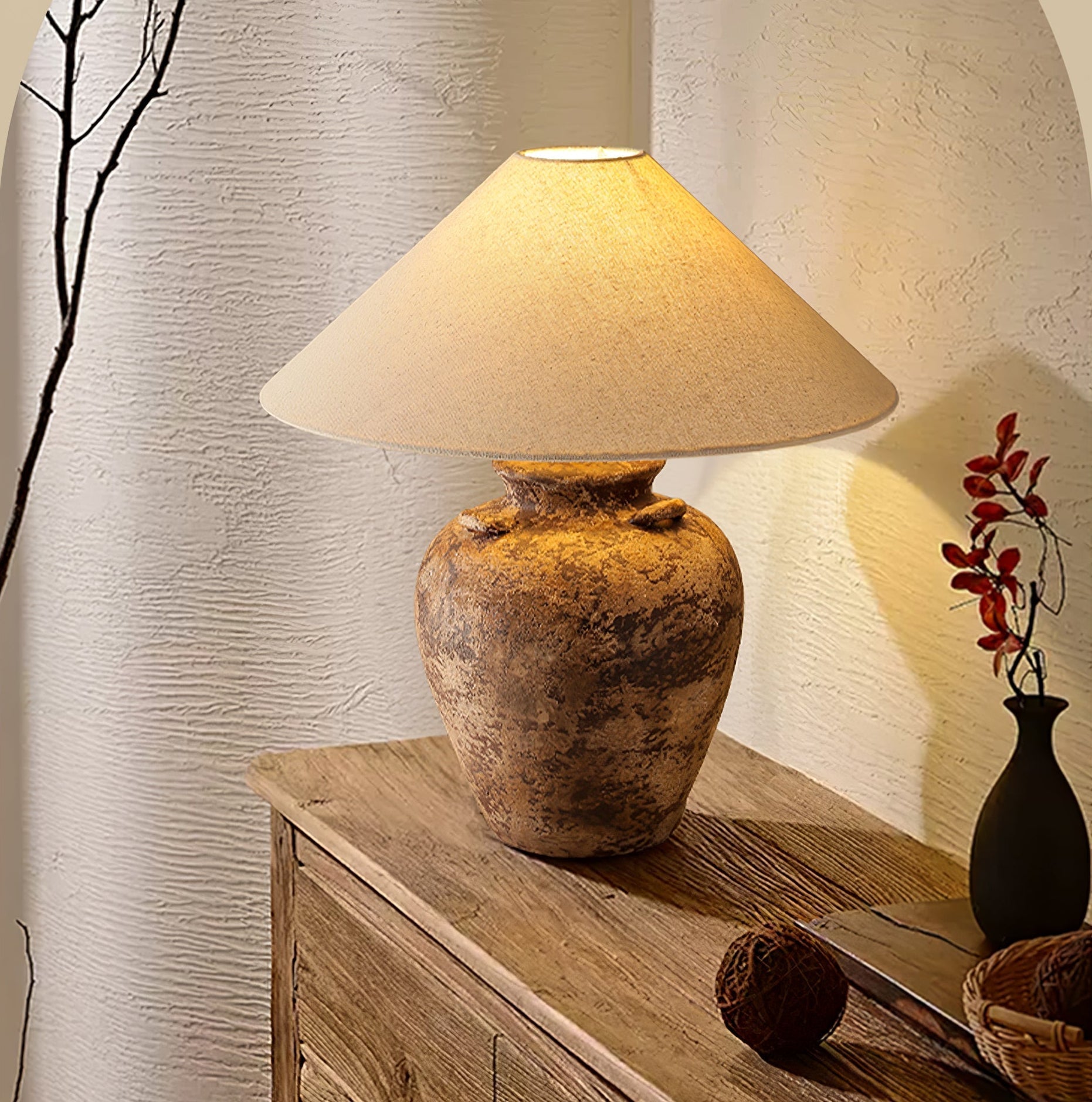 Caelum Vintage Fabric Table Lamp-Neutral Decor