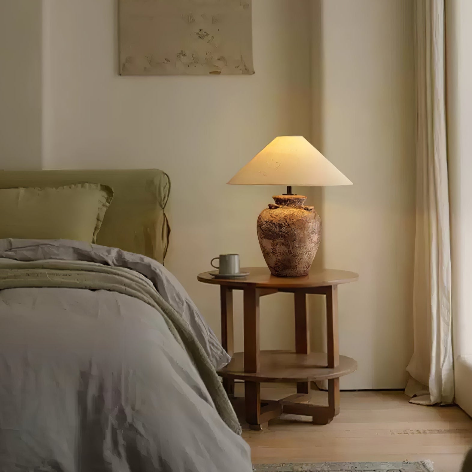 Caelum Vintage Fabric Table Lamp-Neutral Decor