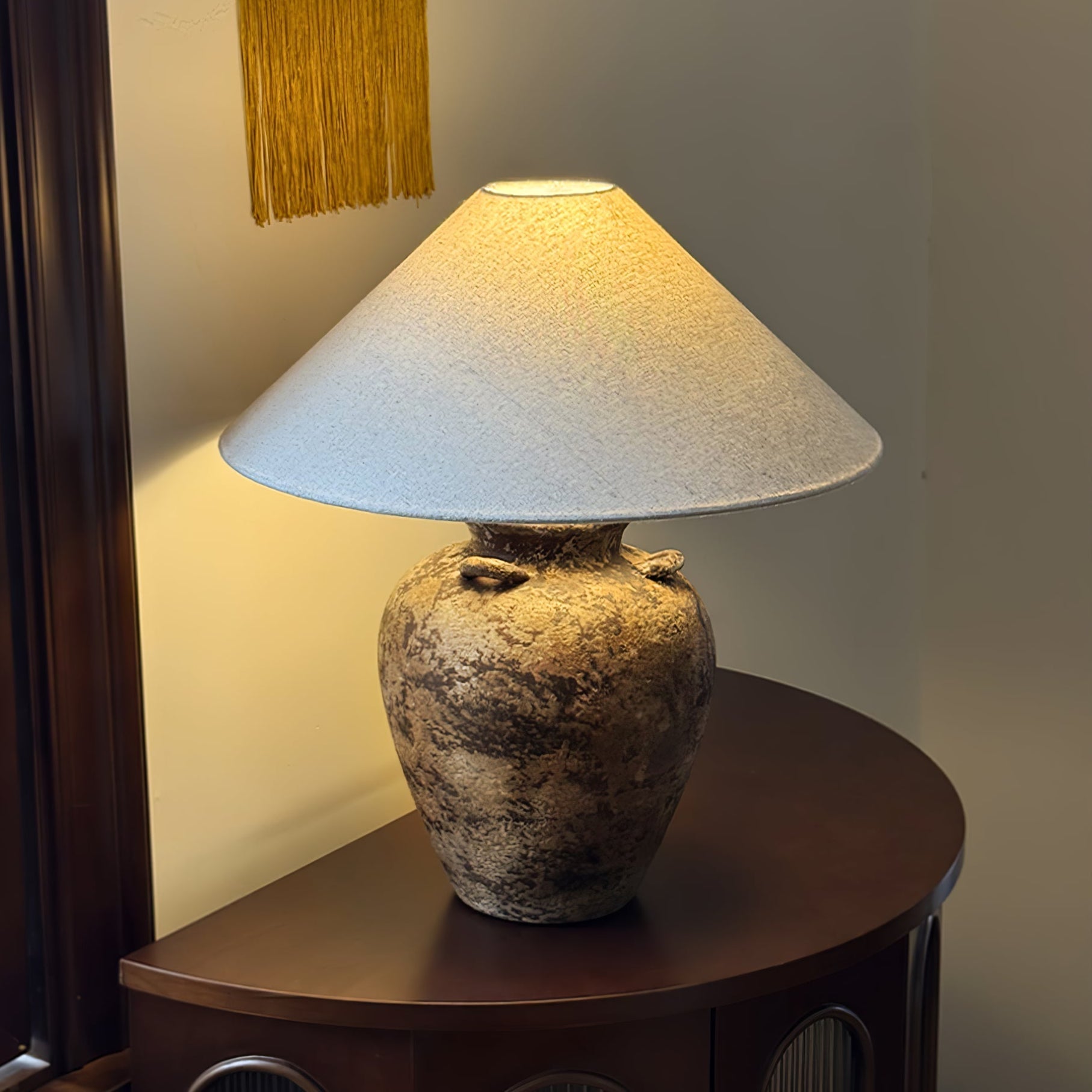 Caelum Vintage Fabric Table Lamp-Neutral Decor
