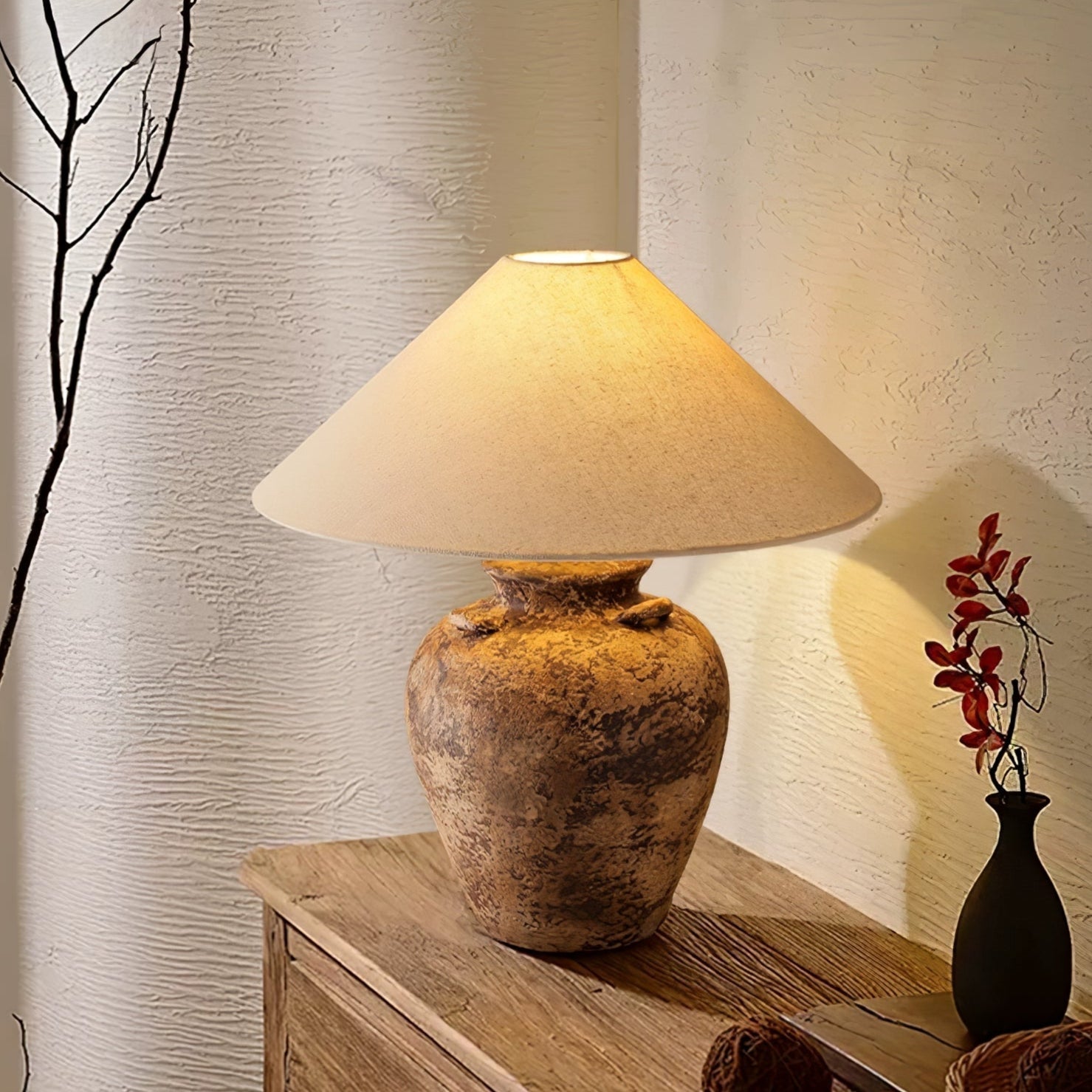 Caelum Vintage Fabric Table Lamp-Neutral Decor
