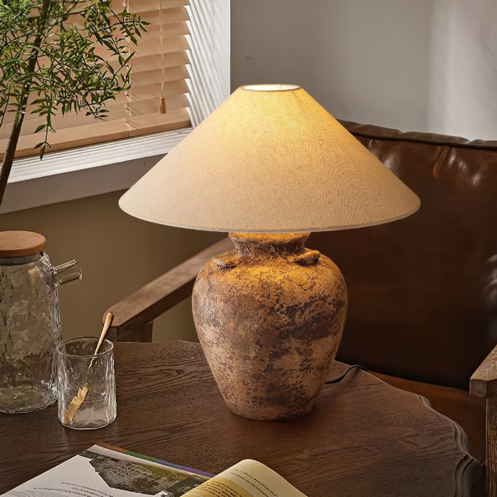 Caelum Vintage Fabric Table Lamp-Neutral Decor