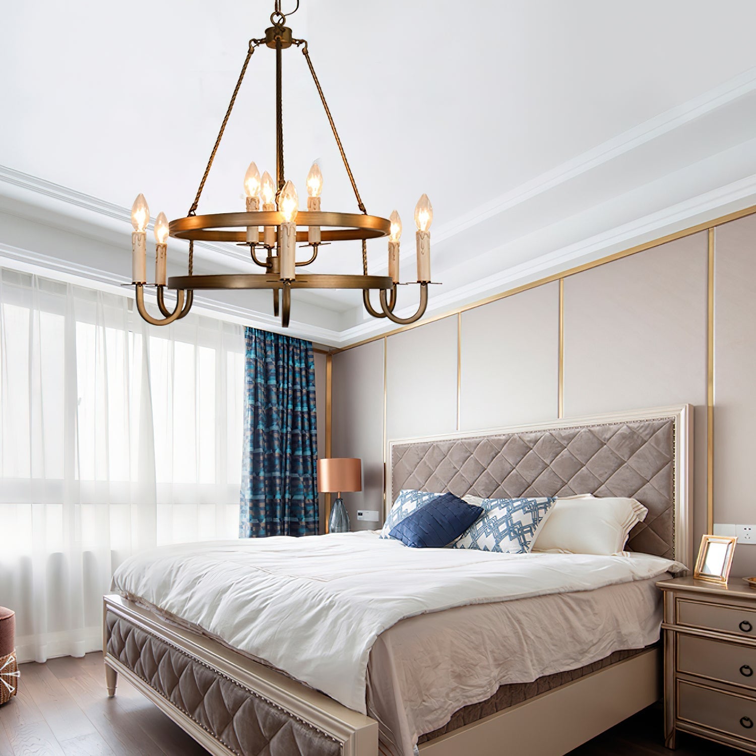 Vintara Brass Candle Chandelier-Neutral Decor