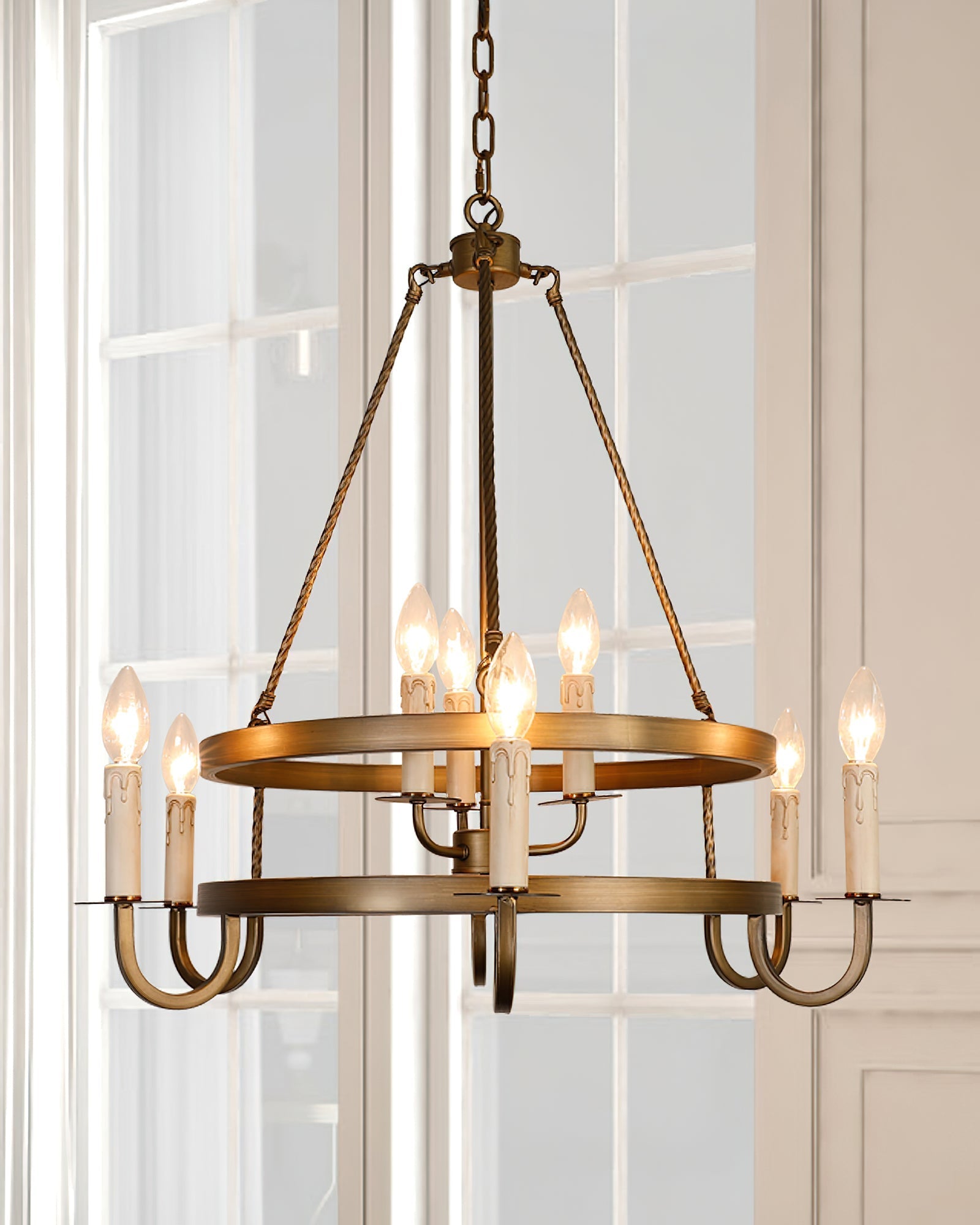 Vintara Brass Candle Chandelier-Neutral Decor