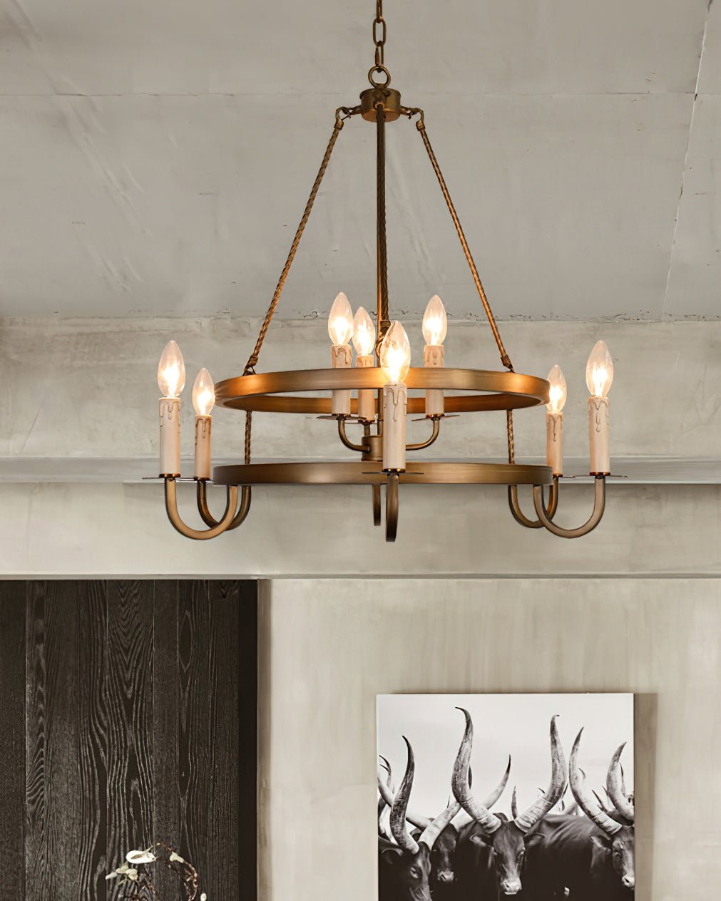 Vintara Brass Candle Chandelier-Neutral Decor