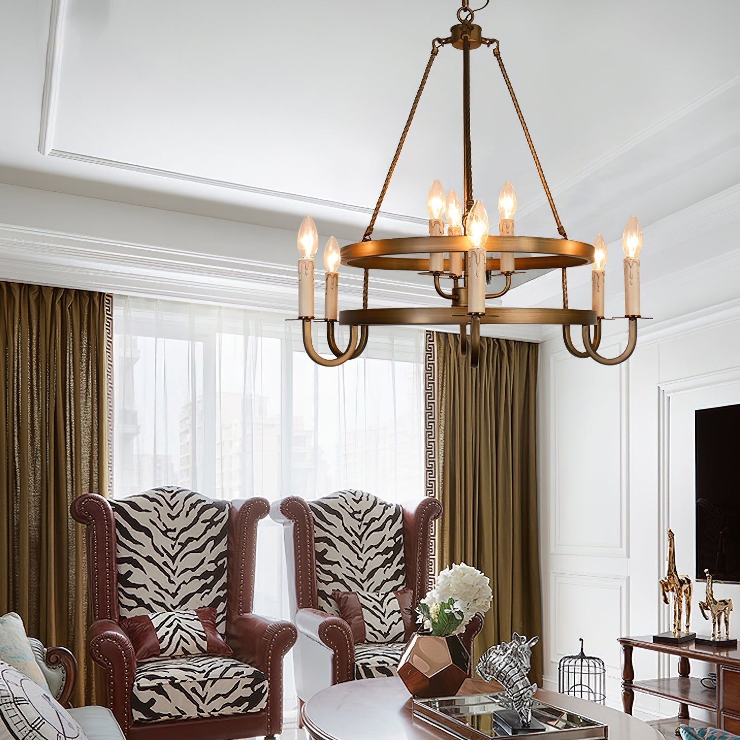 Vintara Brass Candle Chandelier-Neutral Decor