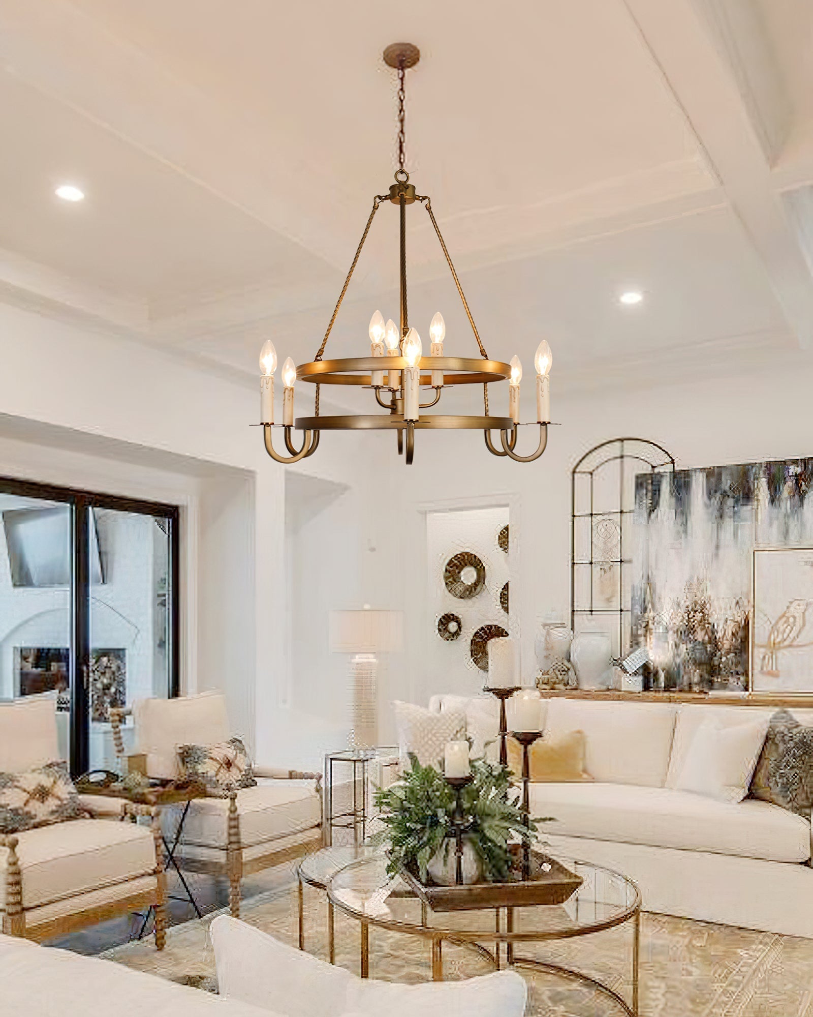 Vintara Brass Candle Chandelier-Neutral Decor