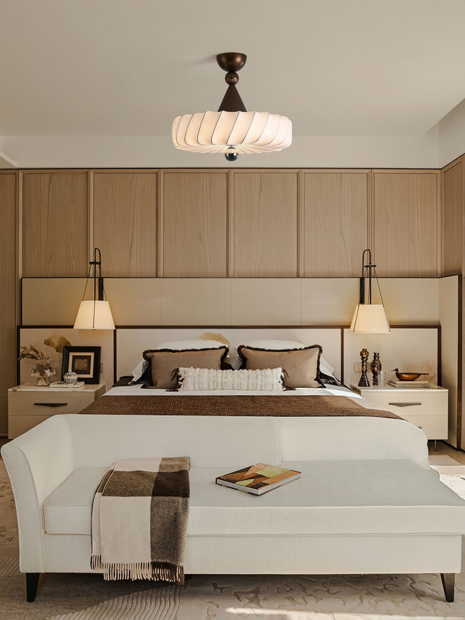 Zelore Swirl Fabric Bronze Pendant Light-Neutral Decor