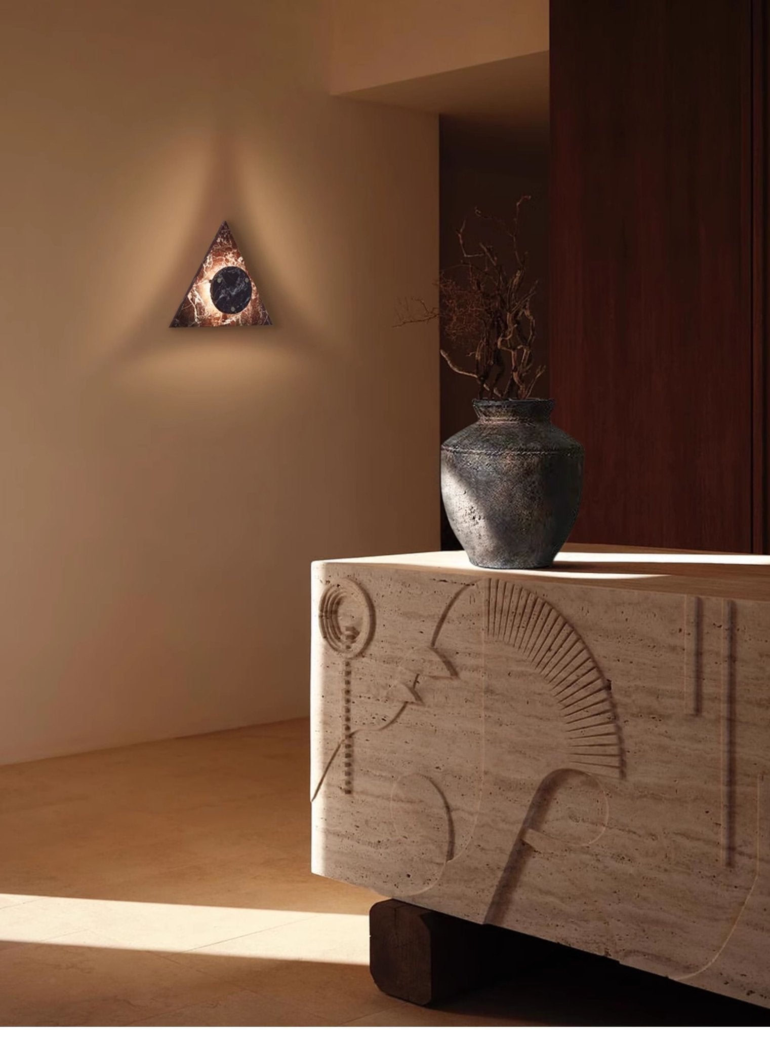Pyramid Rustic Marble Wall Light-Neutral Decor