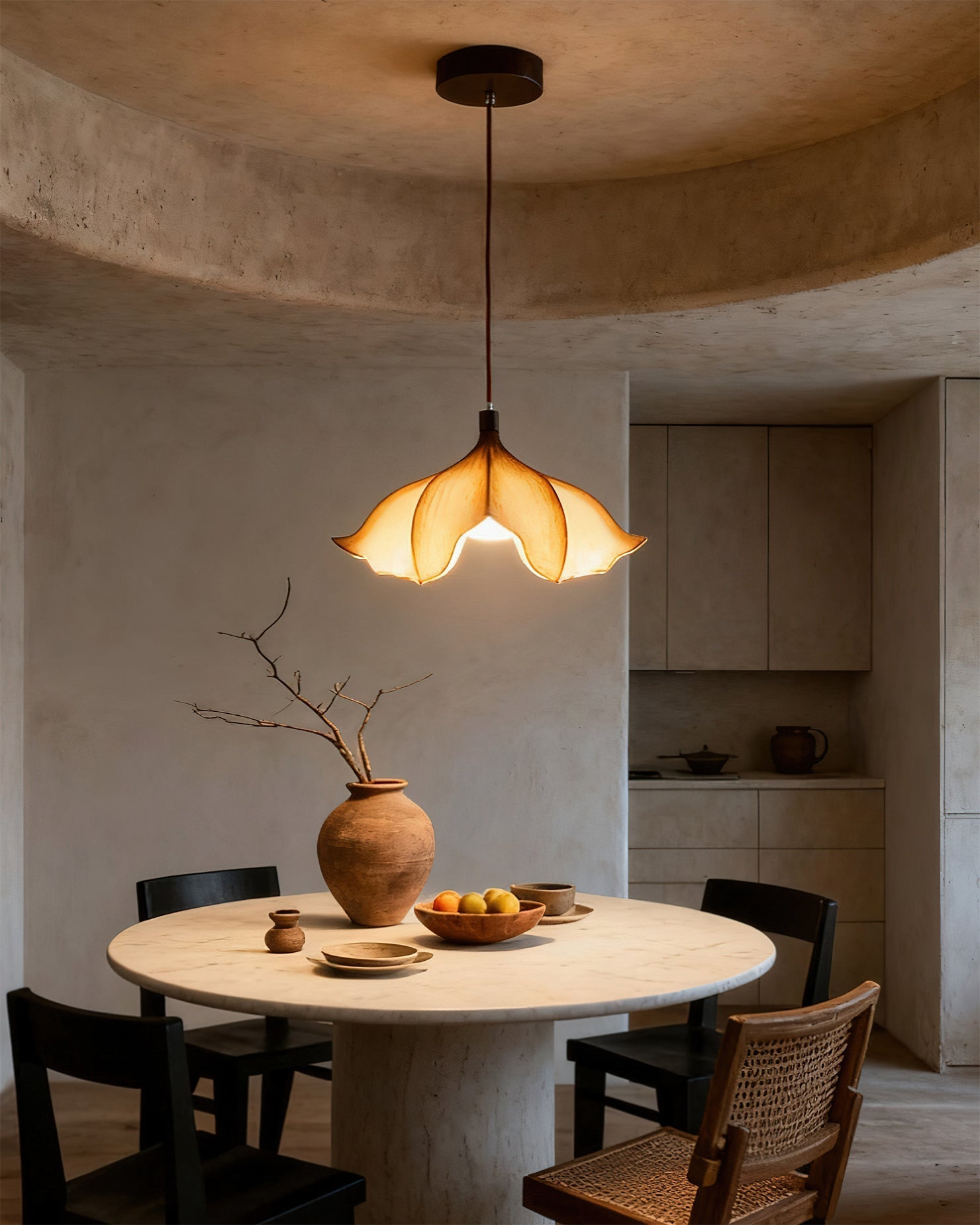 Side profile of the sculptural Viscontea Pendant Light.