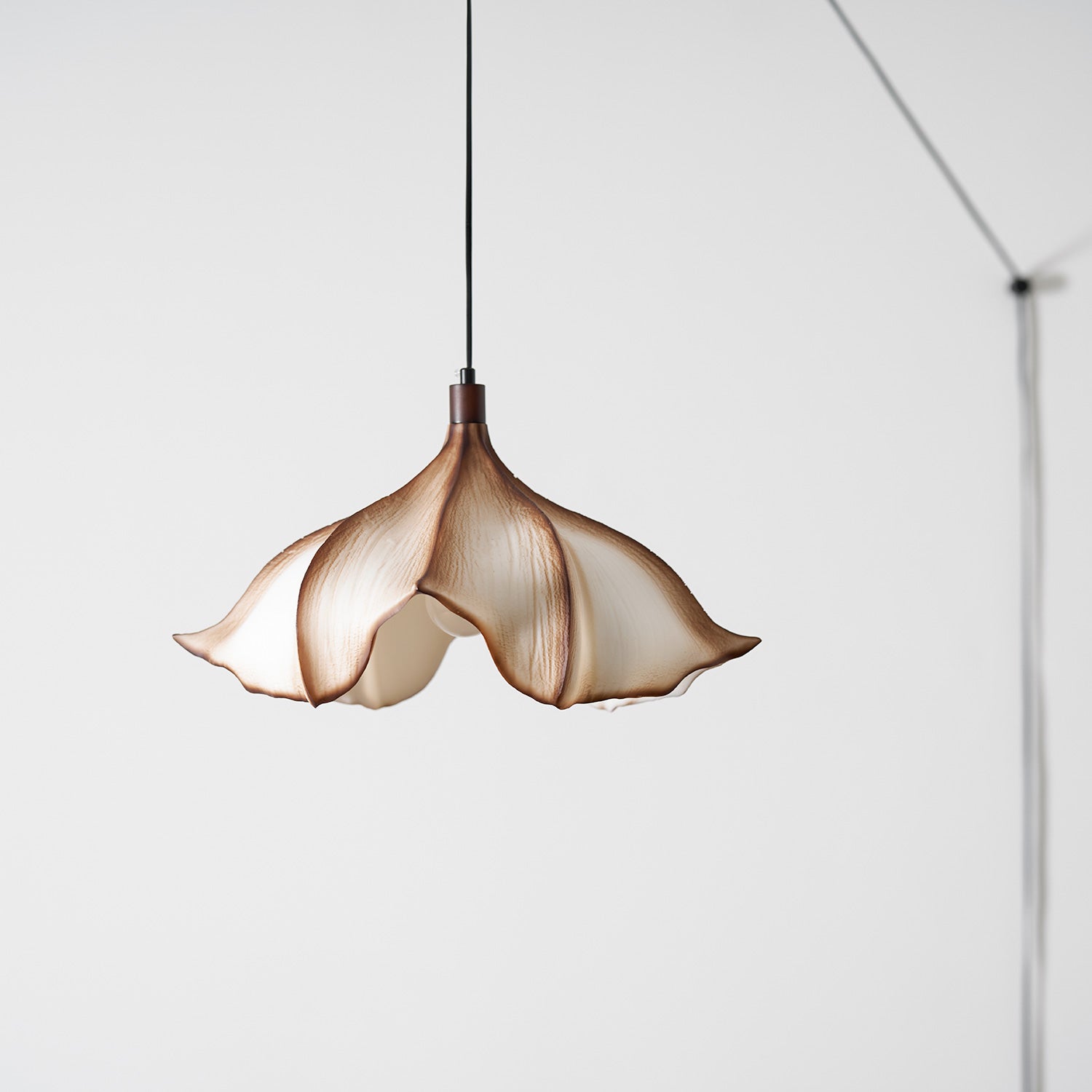 The Viscontea swag light casting a warm, diffused glow.