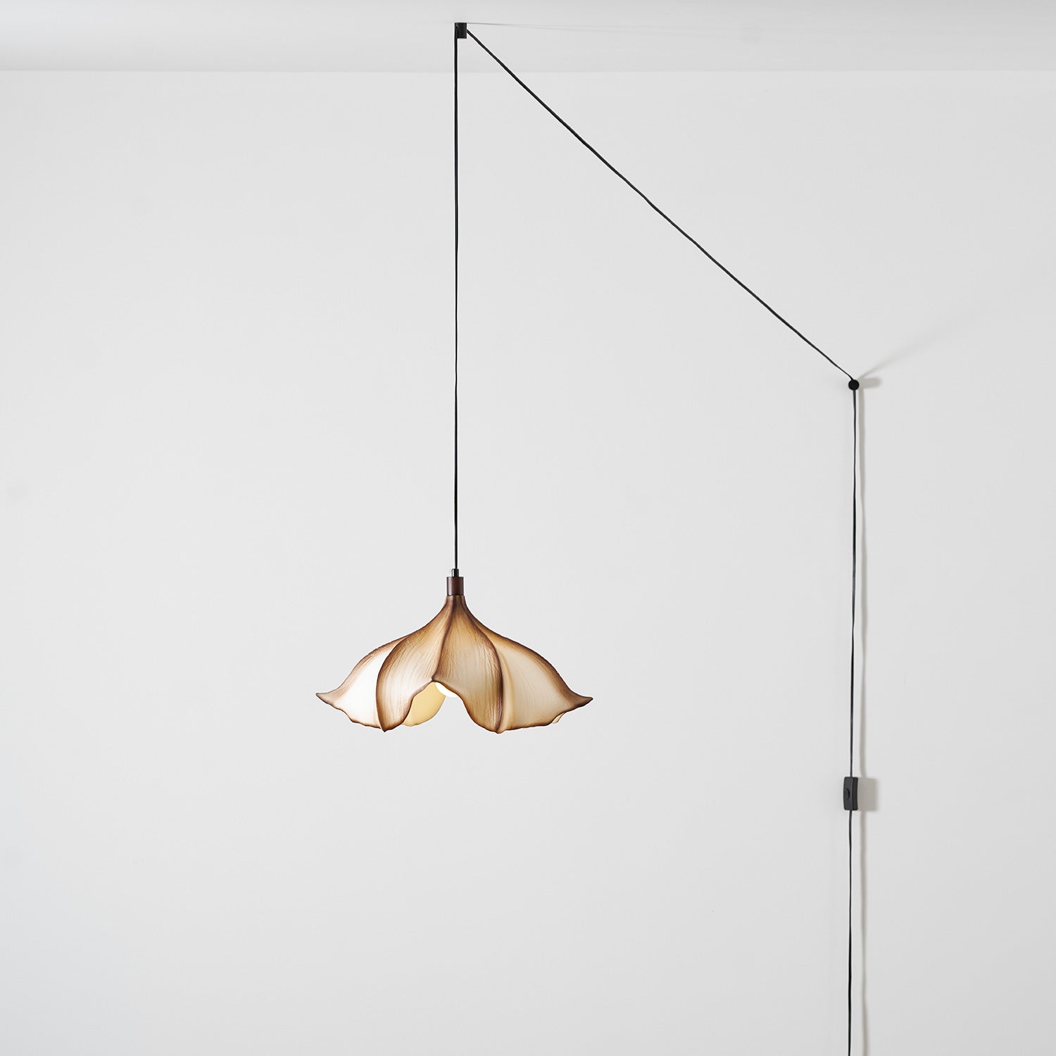 Full view of the swag light with its long 180-inch cord.