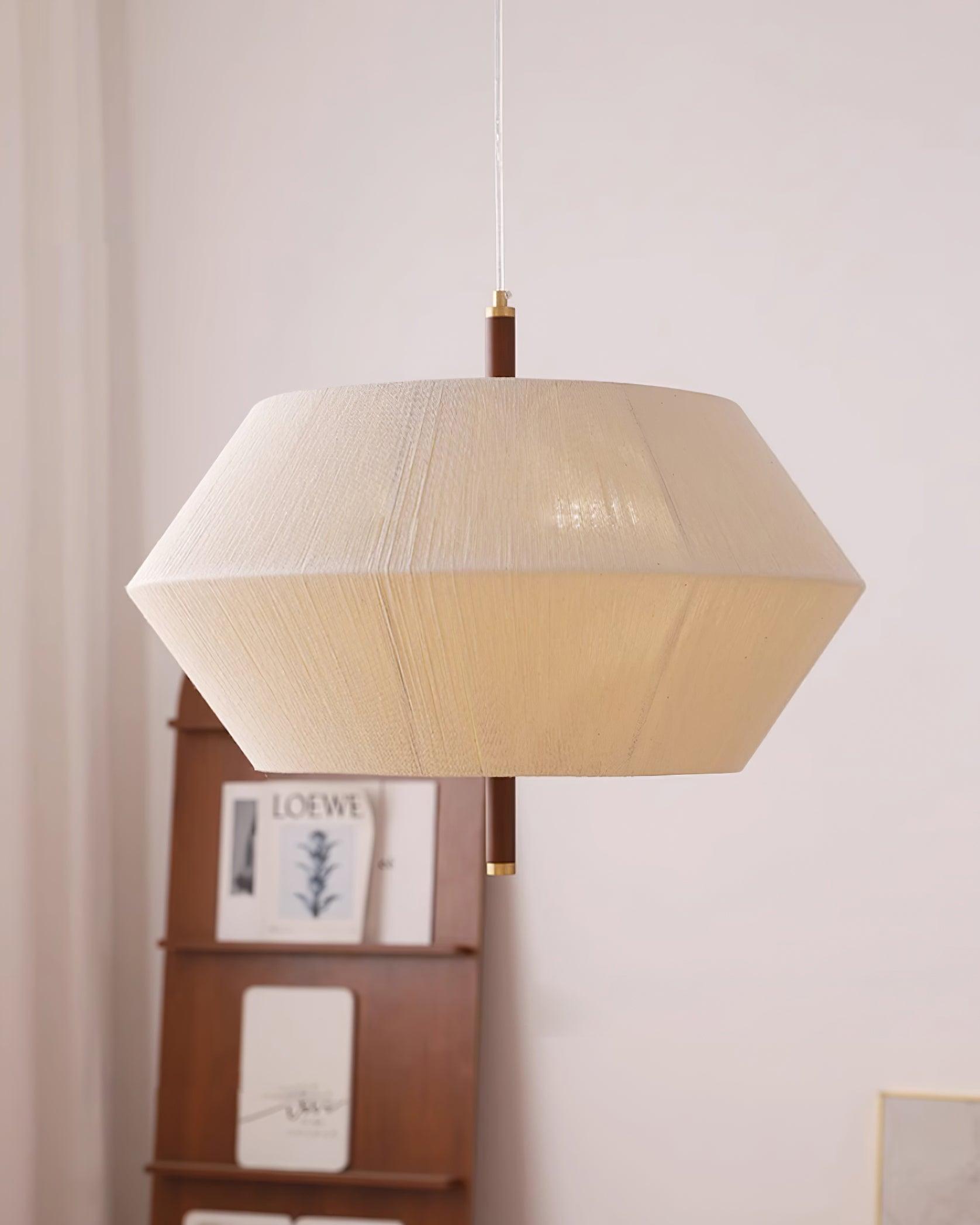 Pendant Lamp Cotton-Thread Shade Walnut Wood Natural