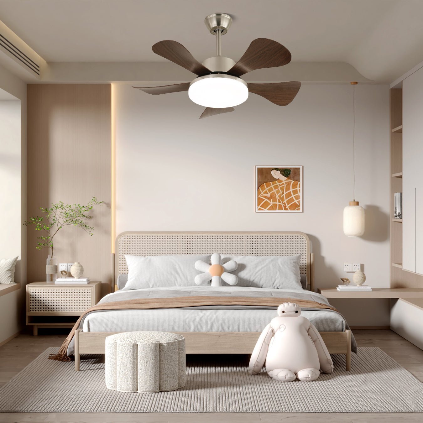 Aveline Modern Wood Ceiling Fan Light-Neutral Decor