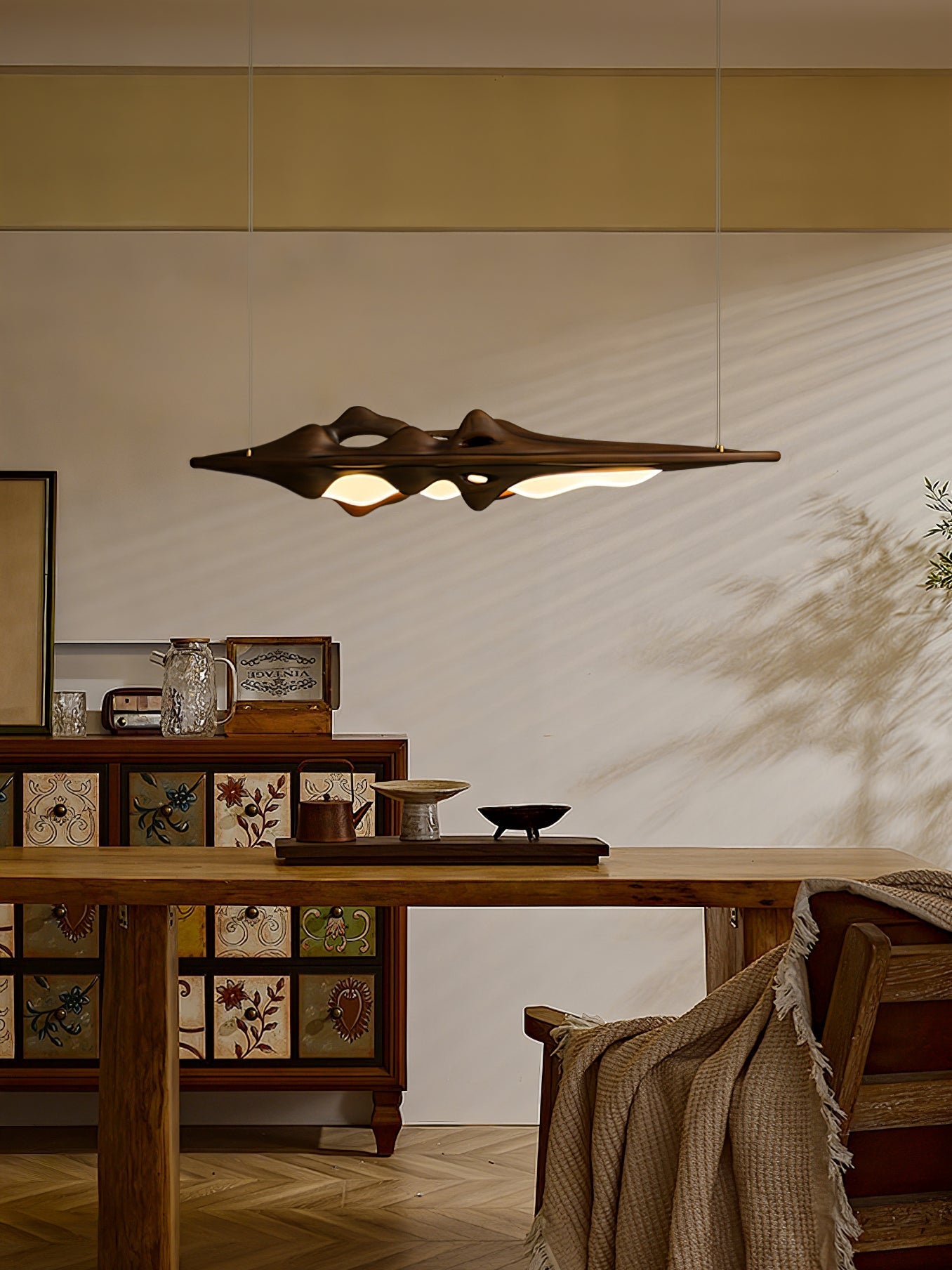 Ulsorira Topographic Wood Pendant Light-Neutral Decor