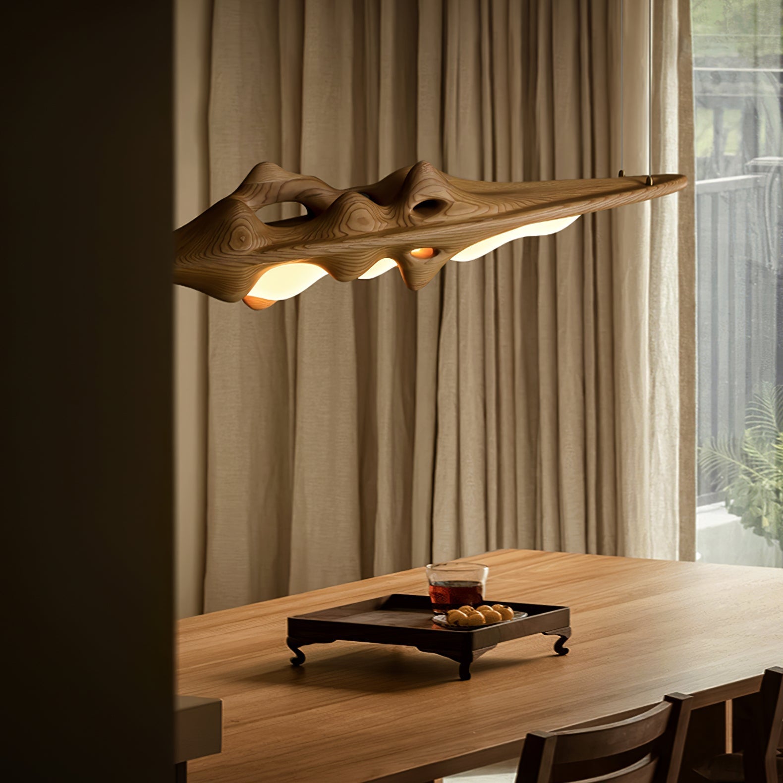 Ulsorira Topographic Wood Pendant Light-Neutral Decor