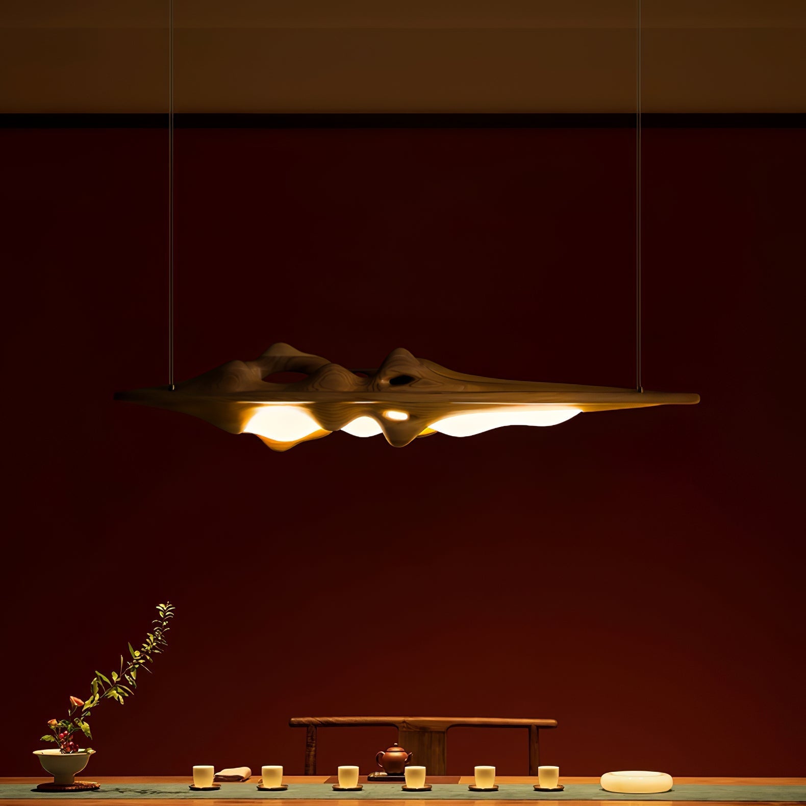Ulsorira Topographic Wood Pendant Light-Neutral Decor