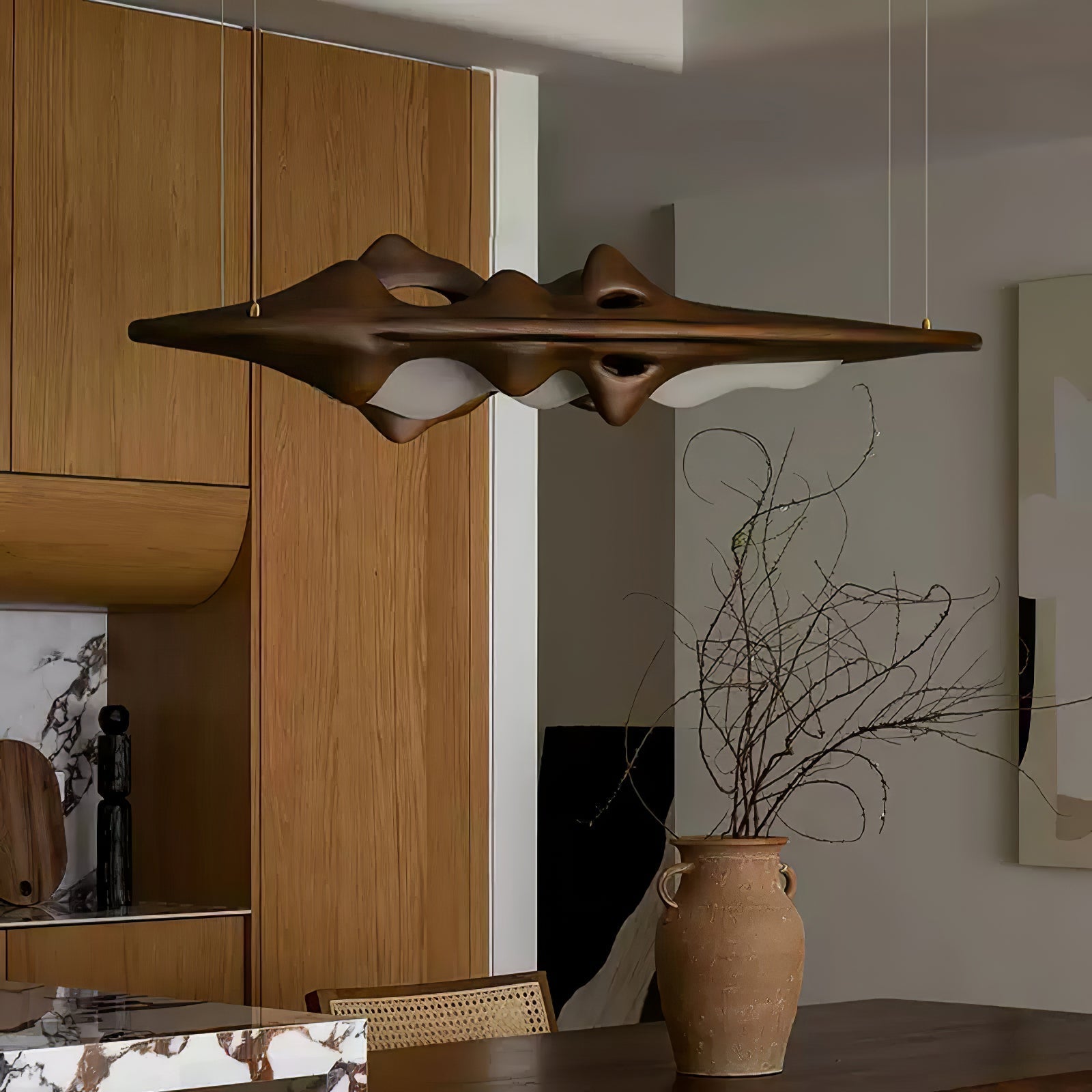 Ulsorira Topographic Wood Pendant Light-Neutral Decor