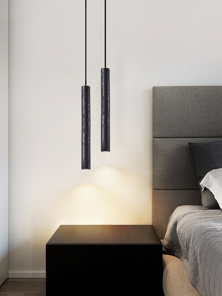 Fosb Slim Black Travertine Tube Pendant Light-Neutral Decor