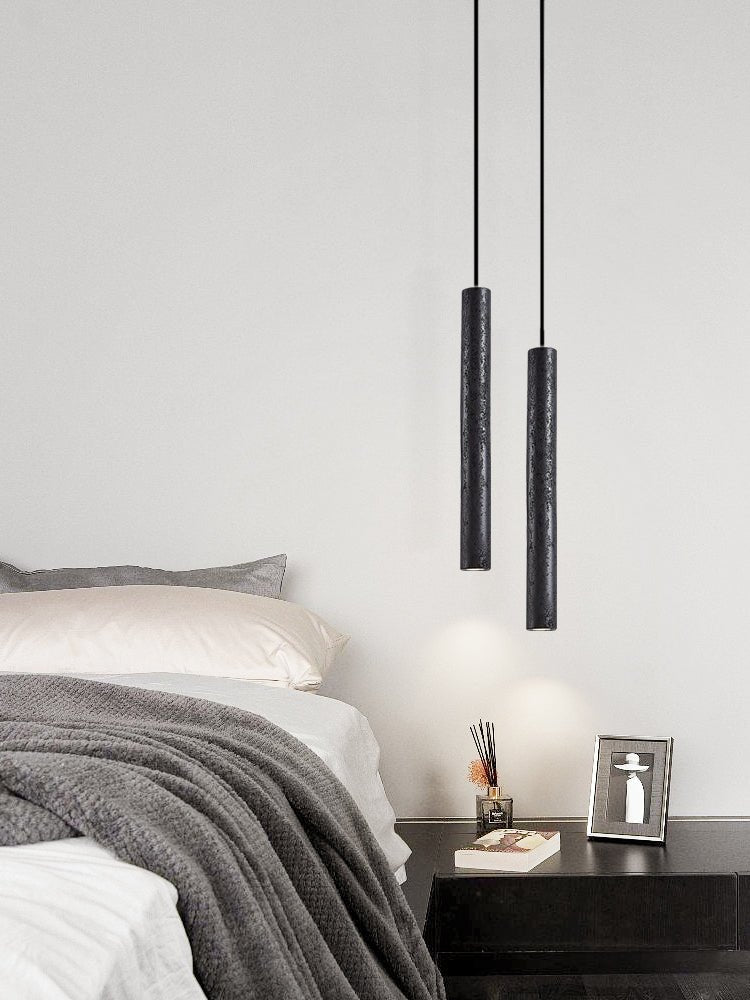 Fosb Slim Black Travertine Tube Pendant Light-Neutral Decor