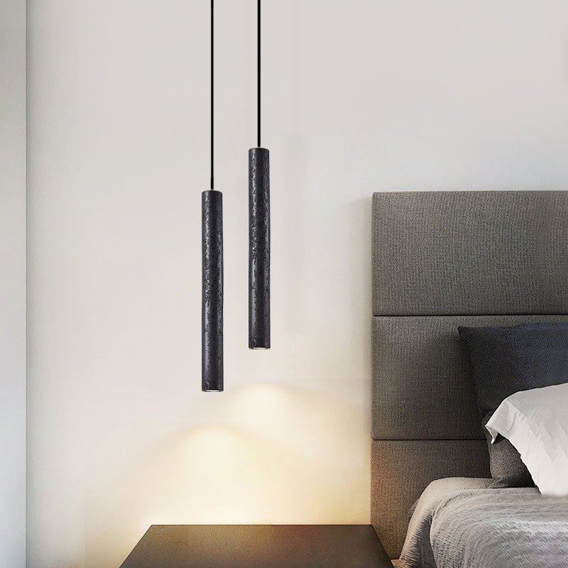 Fosb Slim Black Travertine Tube Pendant Light-Neutral Decor