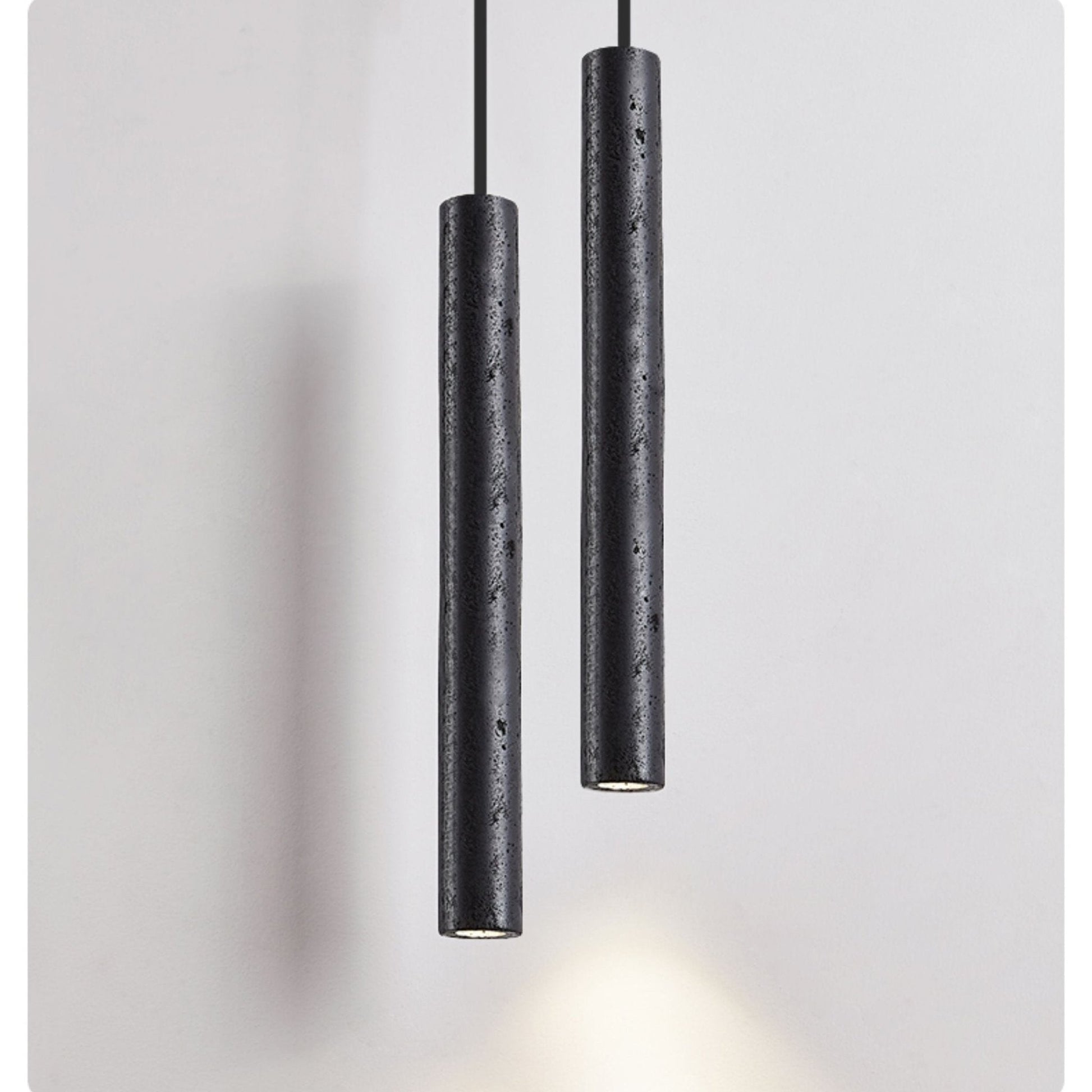 Fosb Slim Black Travertine Tube Pendant Light-Neutral Decor