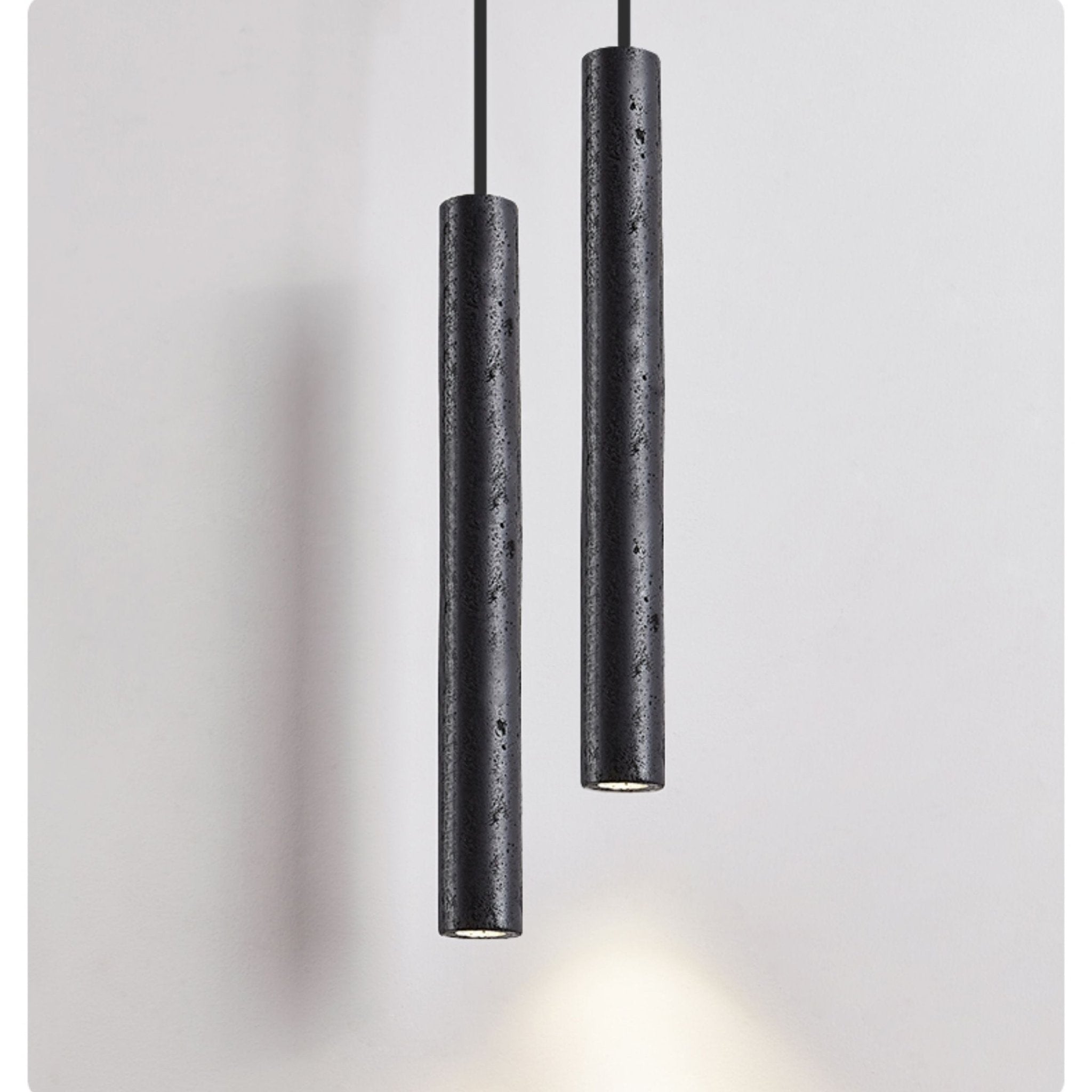 Fosb Slim Black Travertine Tube Pendant Light-Neutral Decor