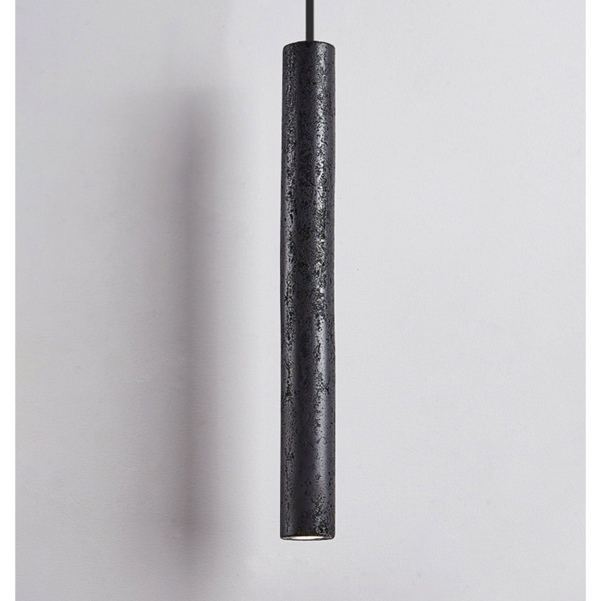 Fosb Slim Black Travertine Tube Pendant Light-Neutral Decor