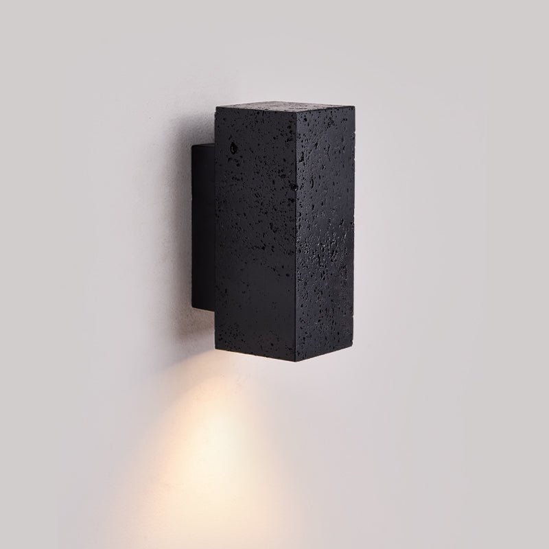 Ewan Cuboid Black Travertine Wall Lamp-Neutral Decor