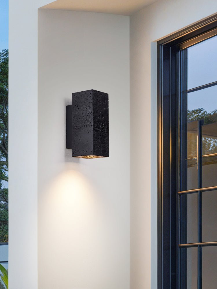 Ewan Cuboid Black Travertine Wall Lamp-Neutral Decor