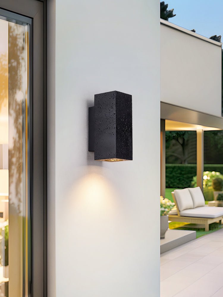 Ewan Cuboid Black Travertine Wall Lamp-Neutral Decor