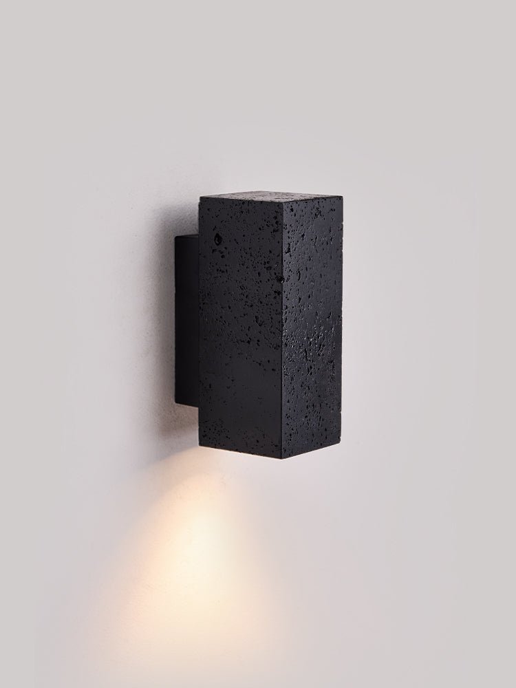 Ewan Cuboid Black Travertine Wall Lamp-Neutral Decor