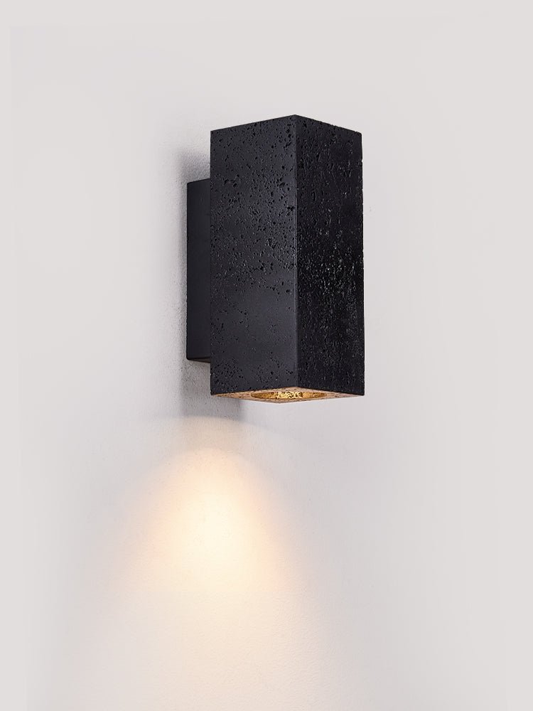 Ewan Cuboid Black Travertine Wall Lamp-Neutral Decor