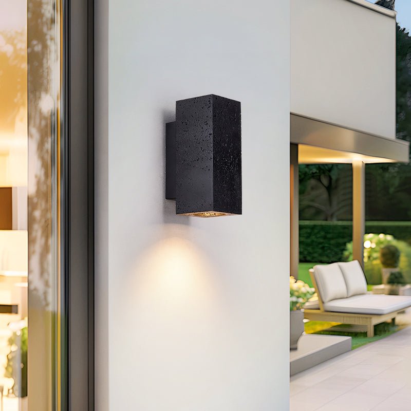 Ewan Cuboid Black Travertine Wall Lamp-Neutral Decor