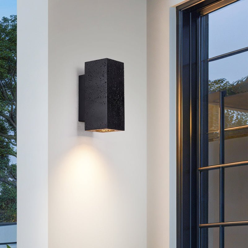Ewan Cuboid Black Travertine Wall Lamp-Neutral Decor