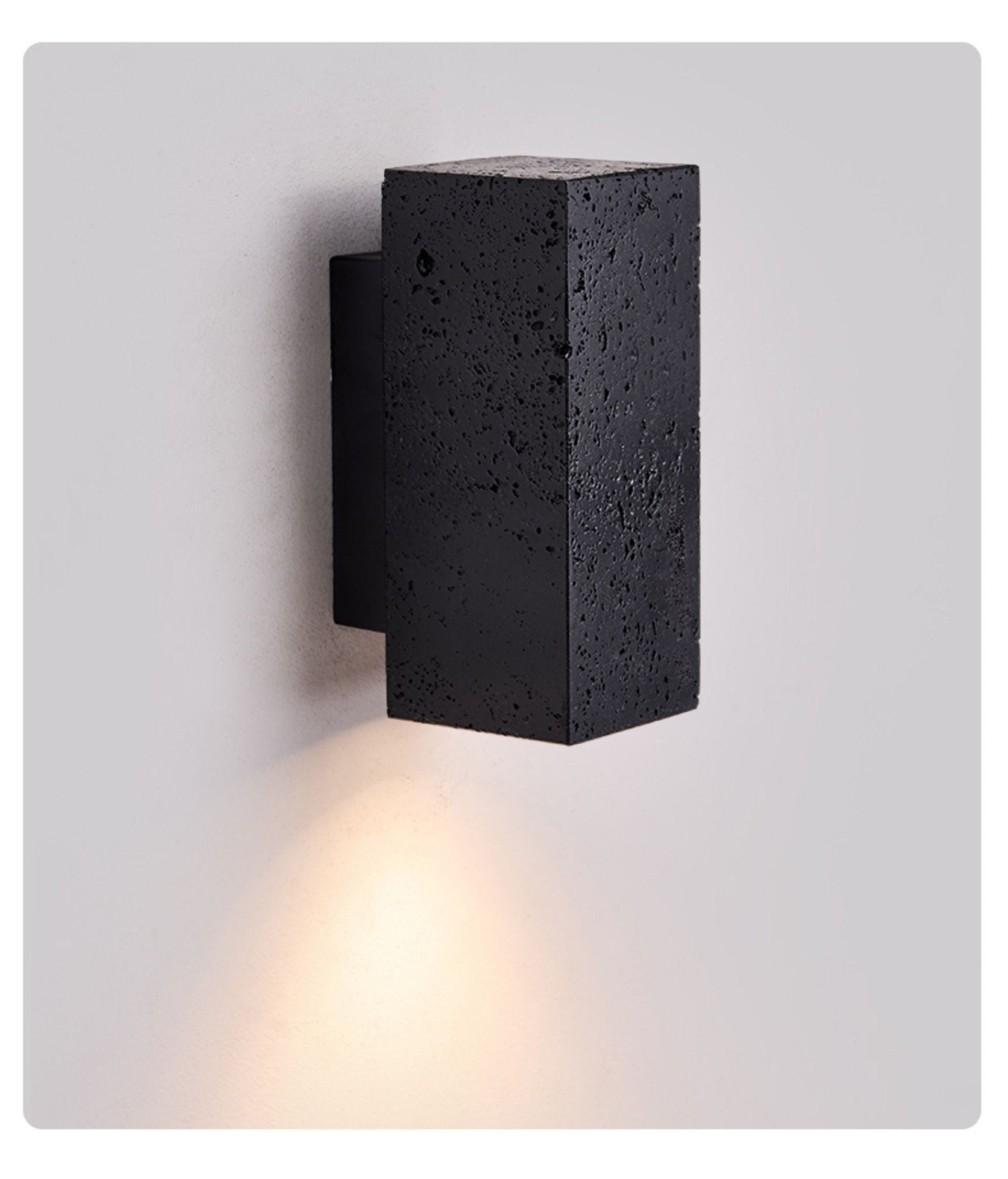 Ewan Cuboid Black Travertine Wall Lamp-Neutral Decor