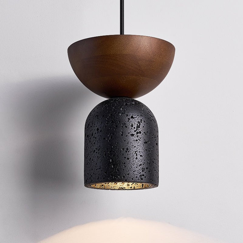 Theo Minimal Black Travertine Pendant Lamp-Neutral Decor