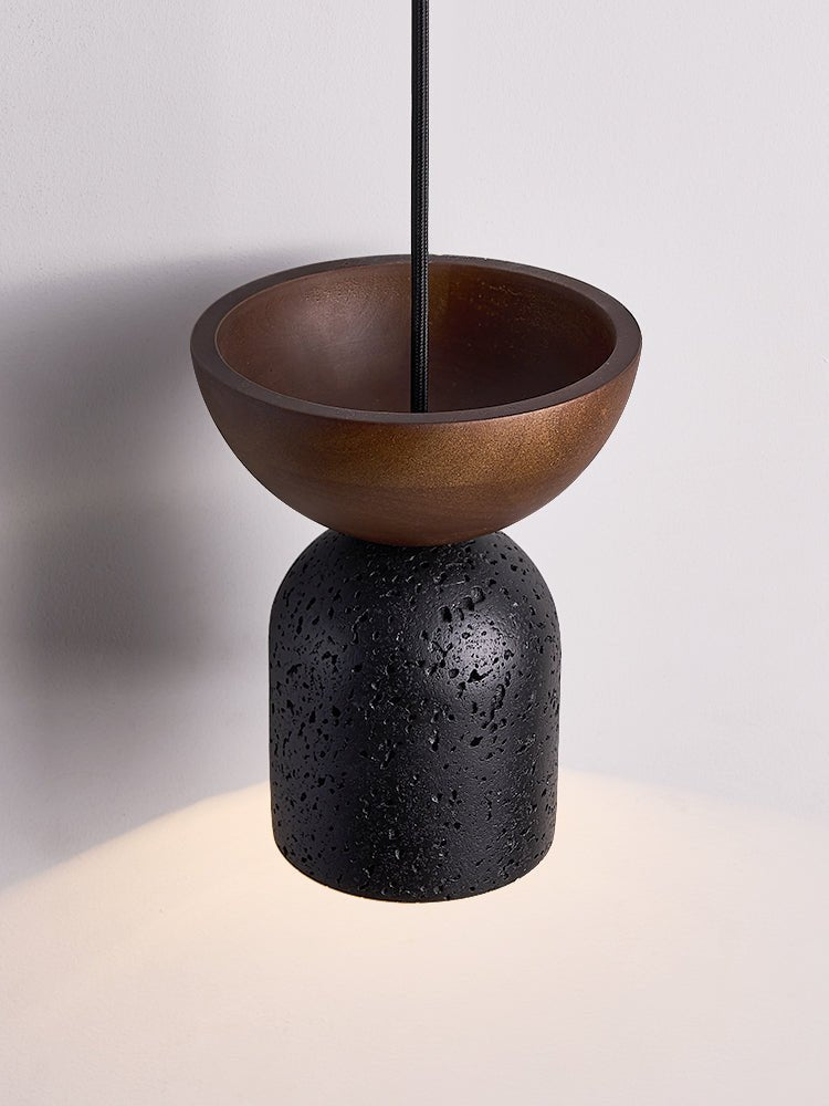 Theo Minimal Black Travertine Pendant Lamp-Neutral Decor