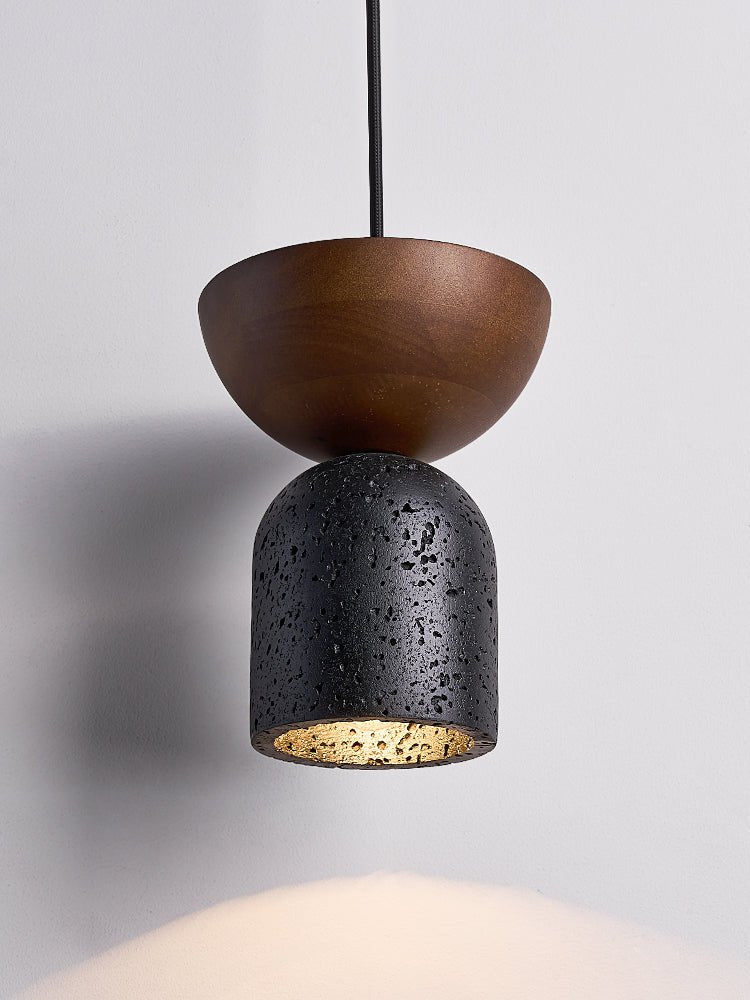 Theo Minimal Black Travertine Pendant Lamp-Neutral Decor