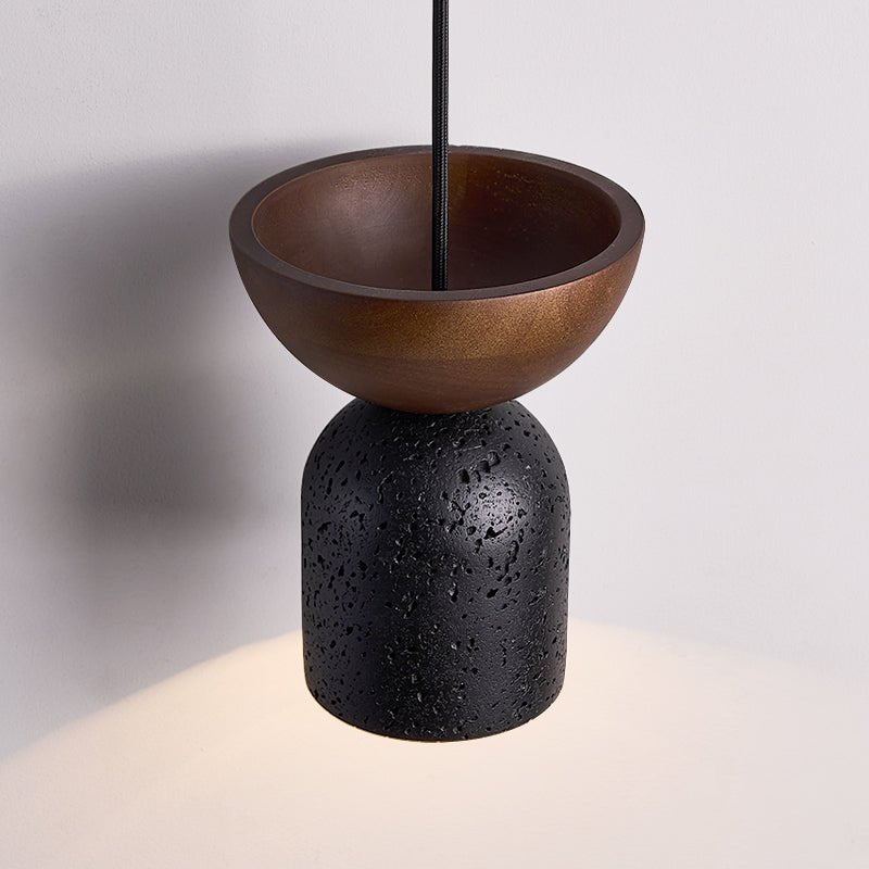Theo Minimal Black Travertine Pendant Lamp-Neutral Decor
