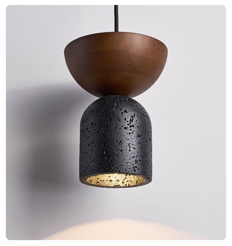 Theo Minimal Black Travertine Pendant Lamp-Neutral Decor