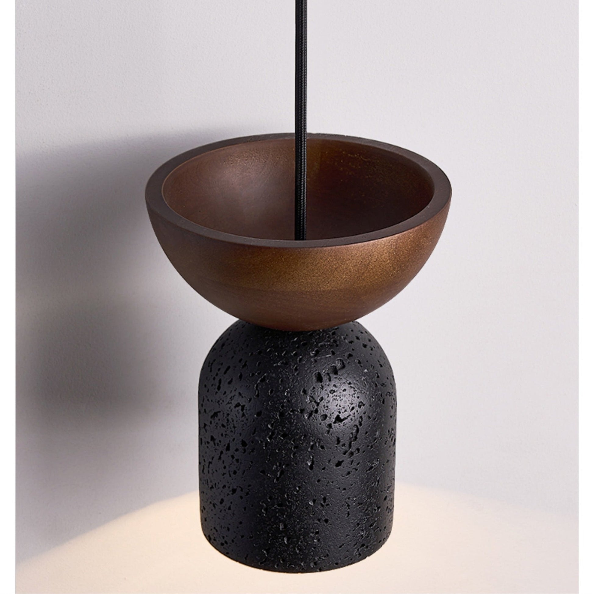 Theo Minimal Black Travertine Pendant Lamp-Neutral Decor