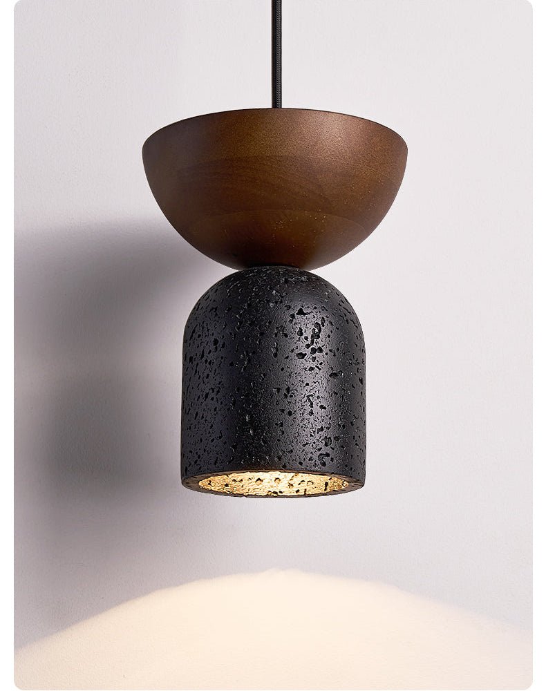 Theo Minimal Black Travertine Pendant Lamp-Neutral Decor