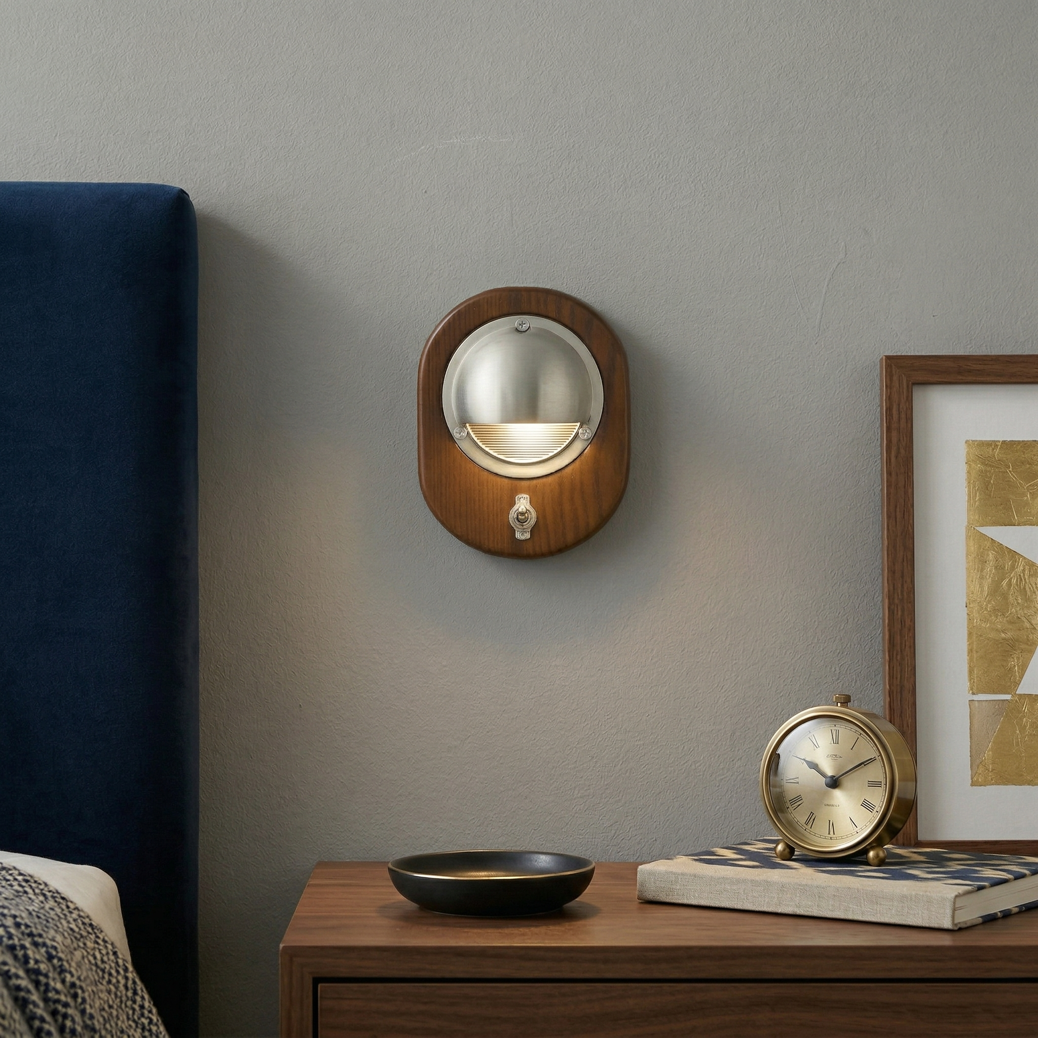 Alfi Wall Lamp installed in a modern bedroom above a nightstand.
