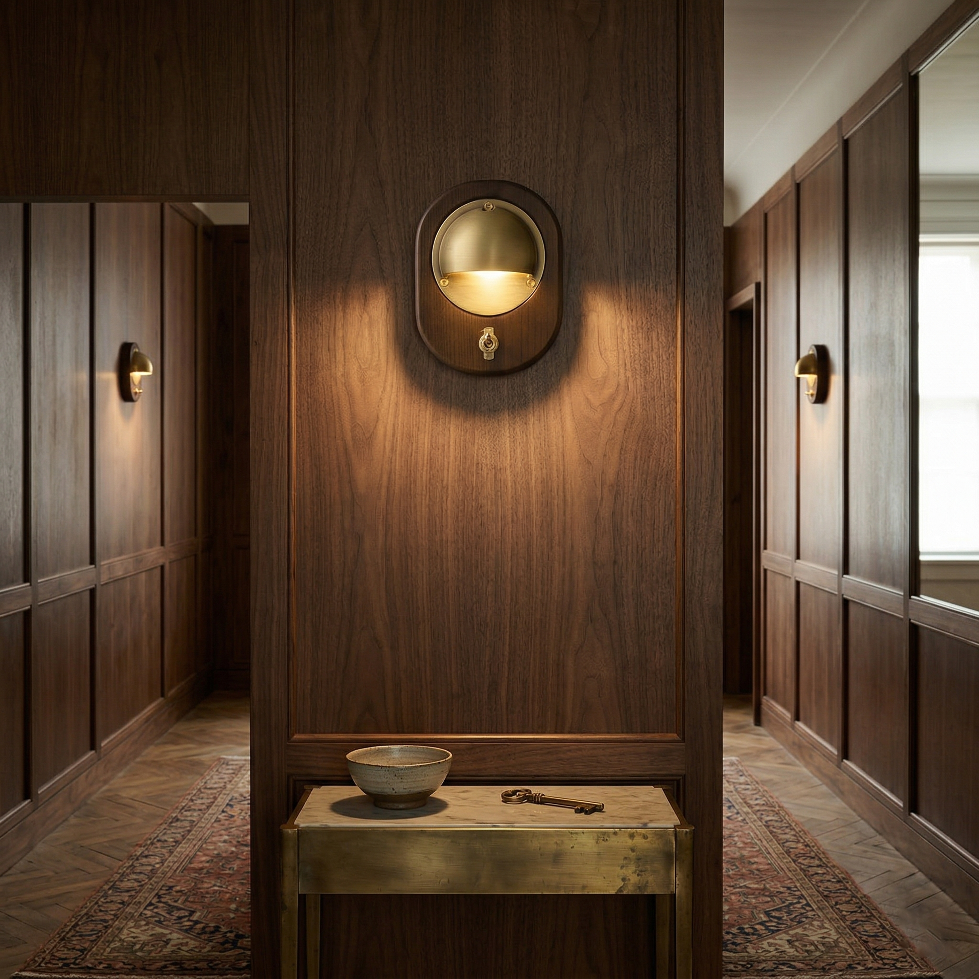 Alfi Wall Lamp providing warm accent lighting in a living room.