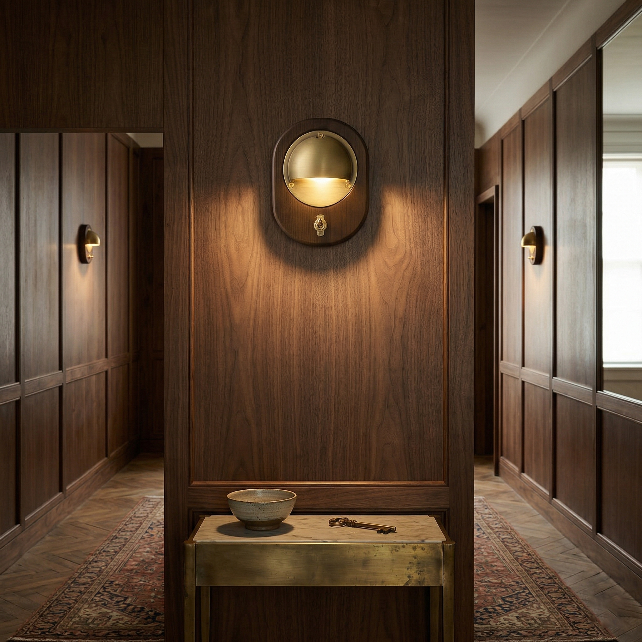 Alfi Wall Lamp providing warm accent lighting in a living room.
