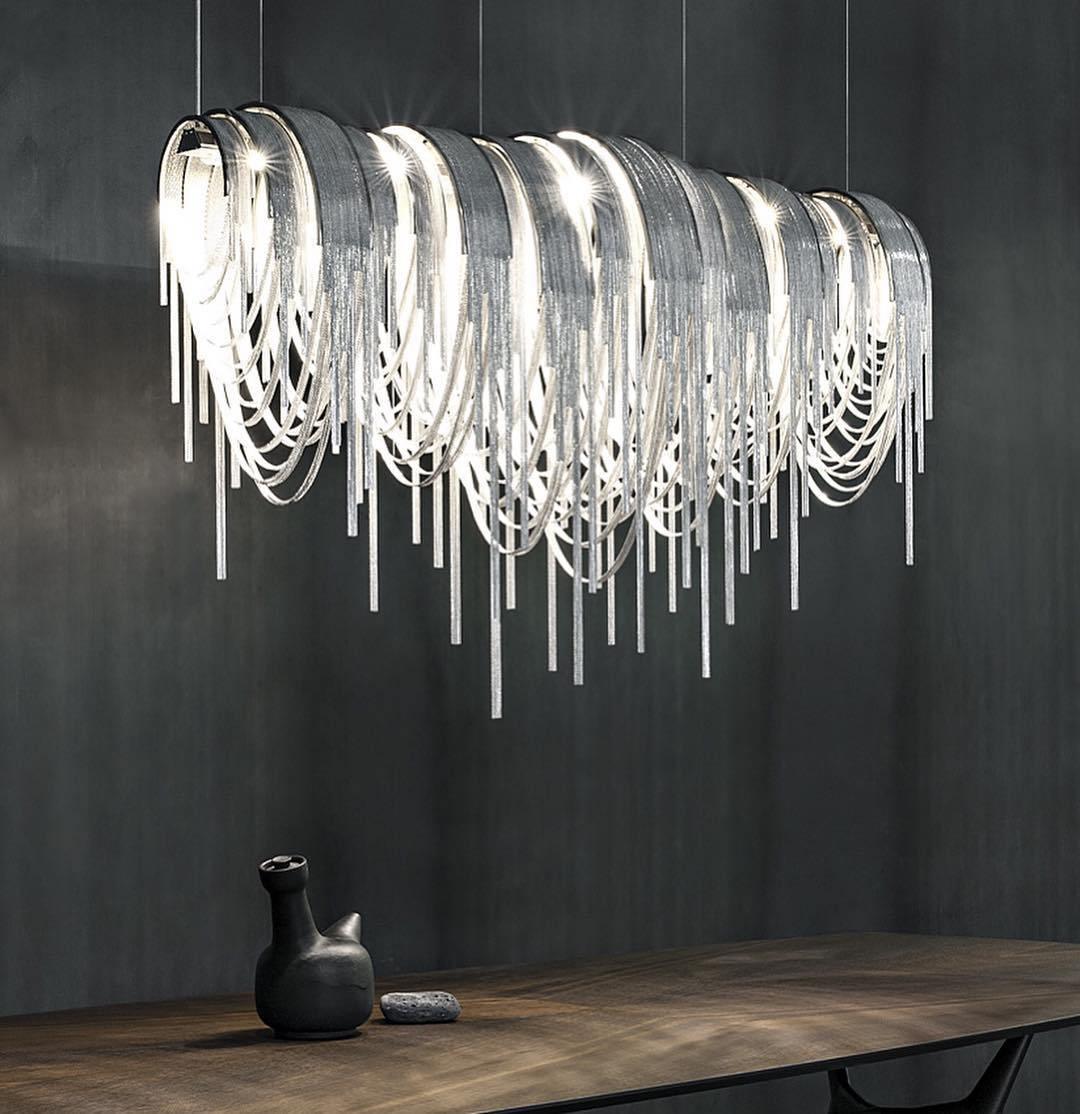 Tarien Chandelier Layered Chain Nickel Luxury-Neutral Decor