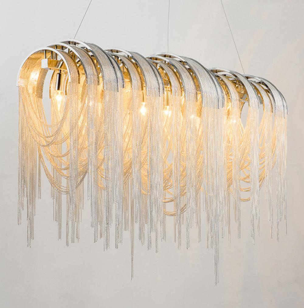 Tarien Chandelier Layered Chain Nickel Luxury-Neutral Decor