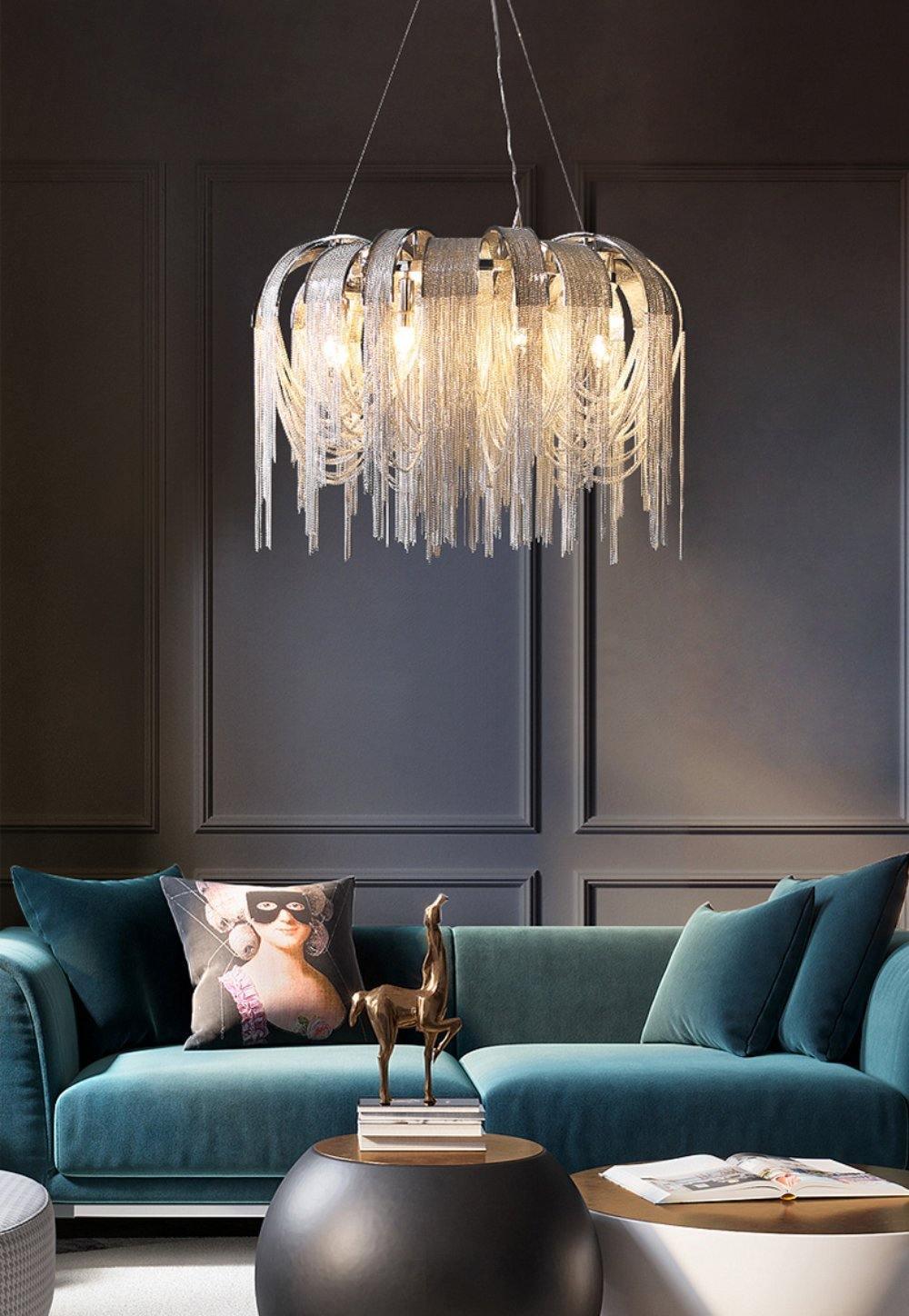 Tarien Chandelier Layered Chain Nickel Luxury-Neutral Decor