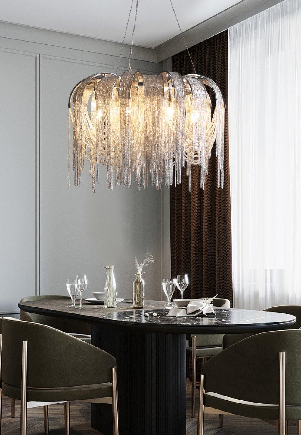 Tarien Chandelier Layered Chain Nickel Luxury-Neutral Decor
